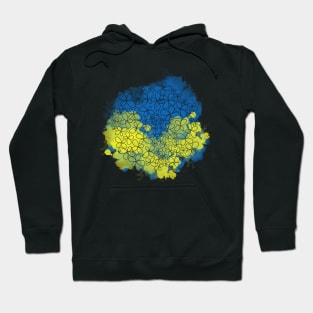 Watercolor flowers, blue and yellow. Hoodie